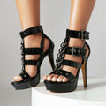 Womens Platform Ankle Buckled Sandals Shoes